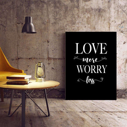 Love More Worry Less Typography Canvas