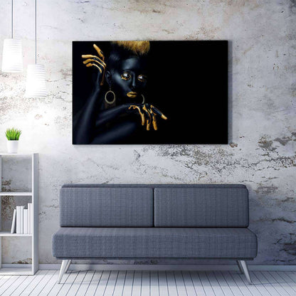 African Model Gold Fashion Canvas