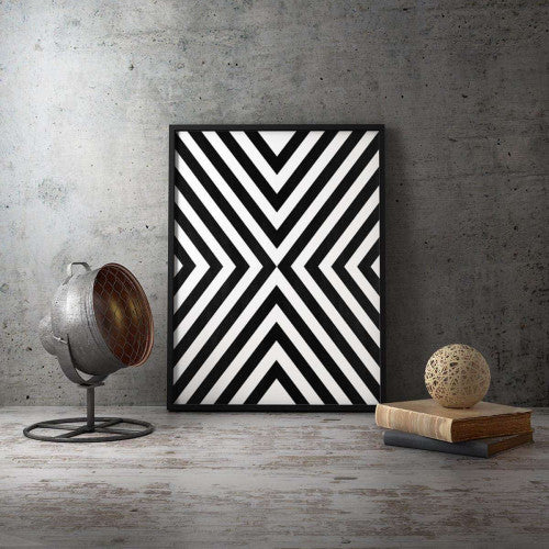 Monochrome Lines Abstract Art Canvas