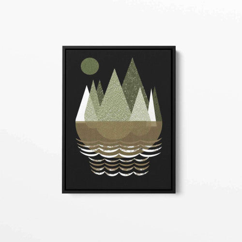 Mountains Black Abstract Canvas