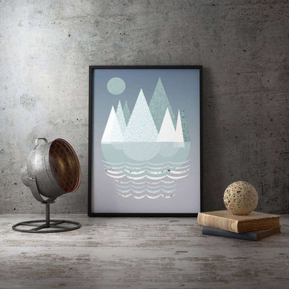 Mountains Blue Abstract Canvas