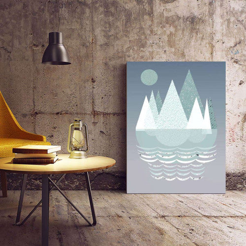 Mountains Blue Abstract Canvas