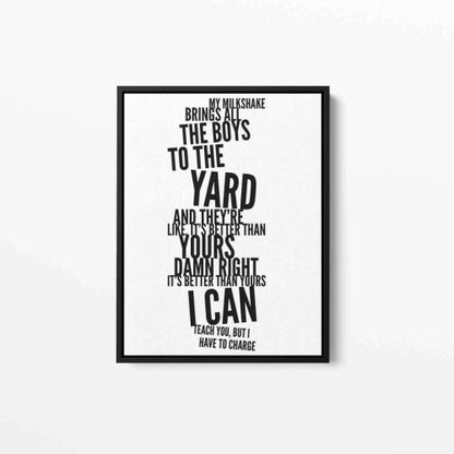 My Milkshake Long Music Typography Canvas