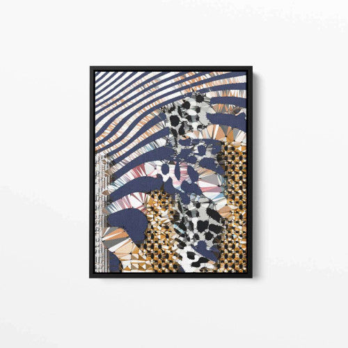 Navy and Gold Zebra Abstract 001 Canvas