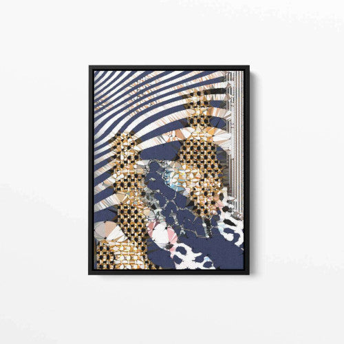 Navy and Gold Zebra Abstract 002 Canvas