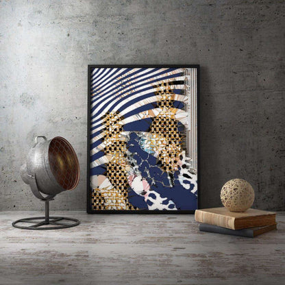 Navy and Gold Zebra Abstract 002 Canvas