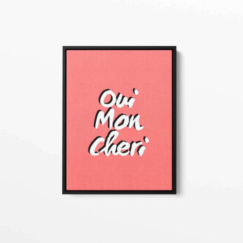 Oui Mon Cheri Typography Canvas