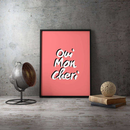 Oui Mon Cheri Typography Canvas