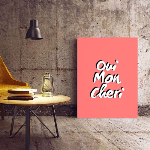 Oui Mon Cheri Typography Canvas