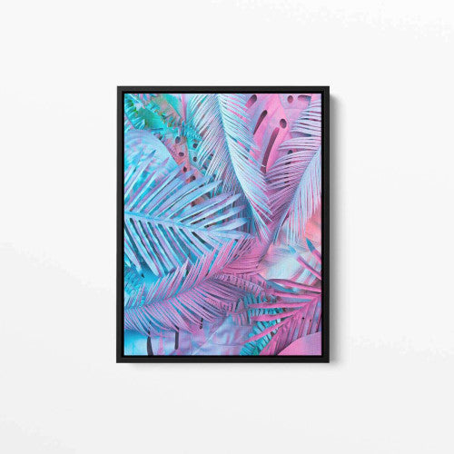 Pink and Blue Palm Tropical Canvas