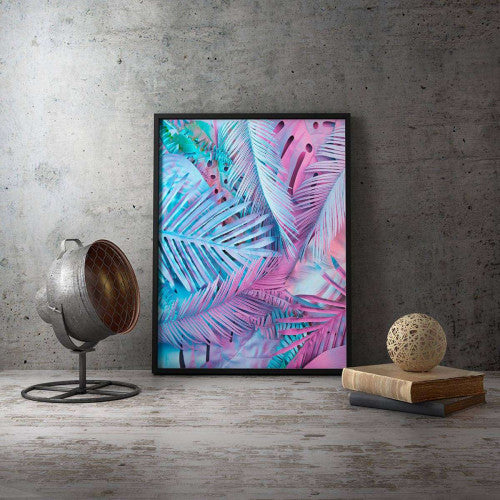 Pink and Blue Palm Tropical Canvas