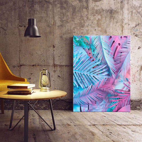 Pink and Blue Palm Tropical Canvas