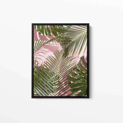 Pink Green Palms Tropical Canvas