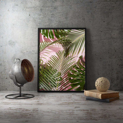 Pink Green Palms Tropical Canvas