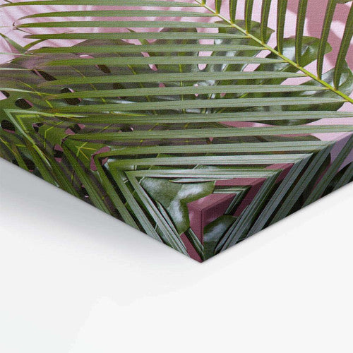 Pink Green Palms Tropical Canvas