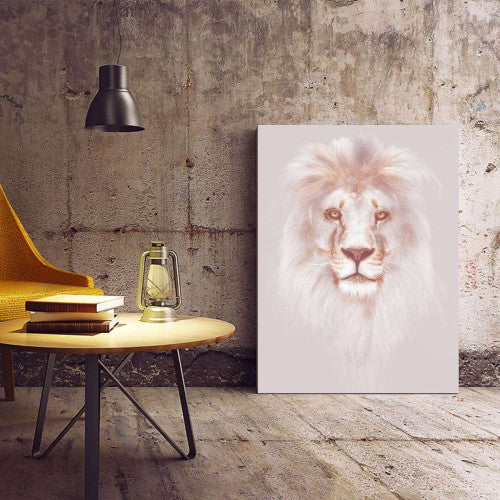 Pink Mink Lion Head Animal Canvas