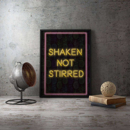 Shaken not Stirred Neon Typography Canvas