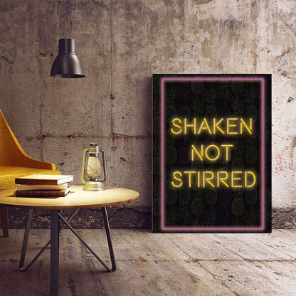 Shaken not Stirred Neon Typography Canvas