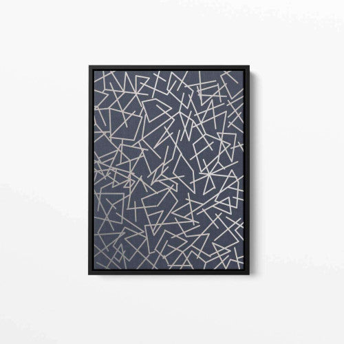 Silver Grey Navy Lines Abstract Fashion Canvas