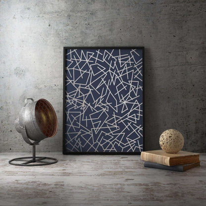 Silver Grey Navy Lines Abstract Fashion Canvas