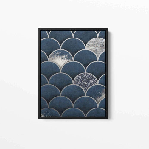 Silver Grey Navy Moroccan Abstract Canvas