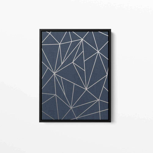 Silver Grey Navy Triangles Abstract Canvas