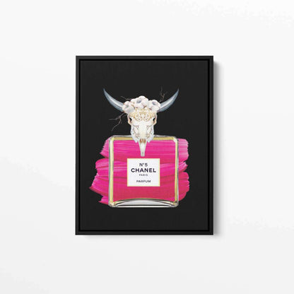 Animal Skull Pink Perfume Bottle Canvas