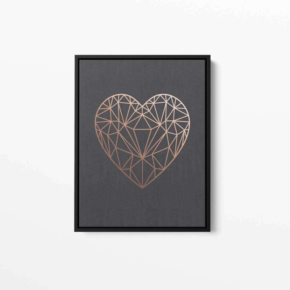 Copper Love Heart Grey Canvas