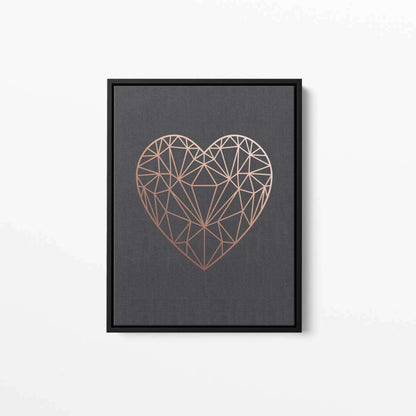 Copper Love Heart Grey Canvas