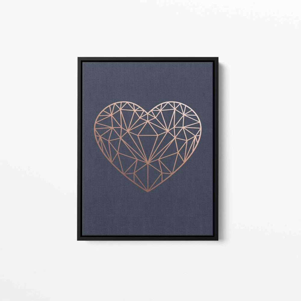 Copper Love Heart Navy Canvas