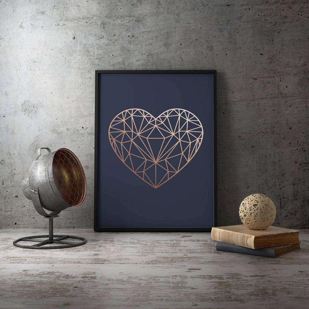 Copper Love Heart Navy Canvas