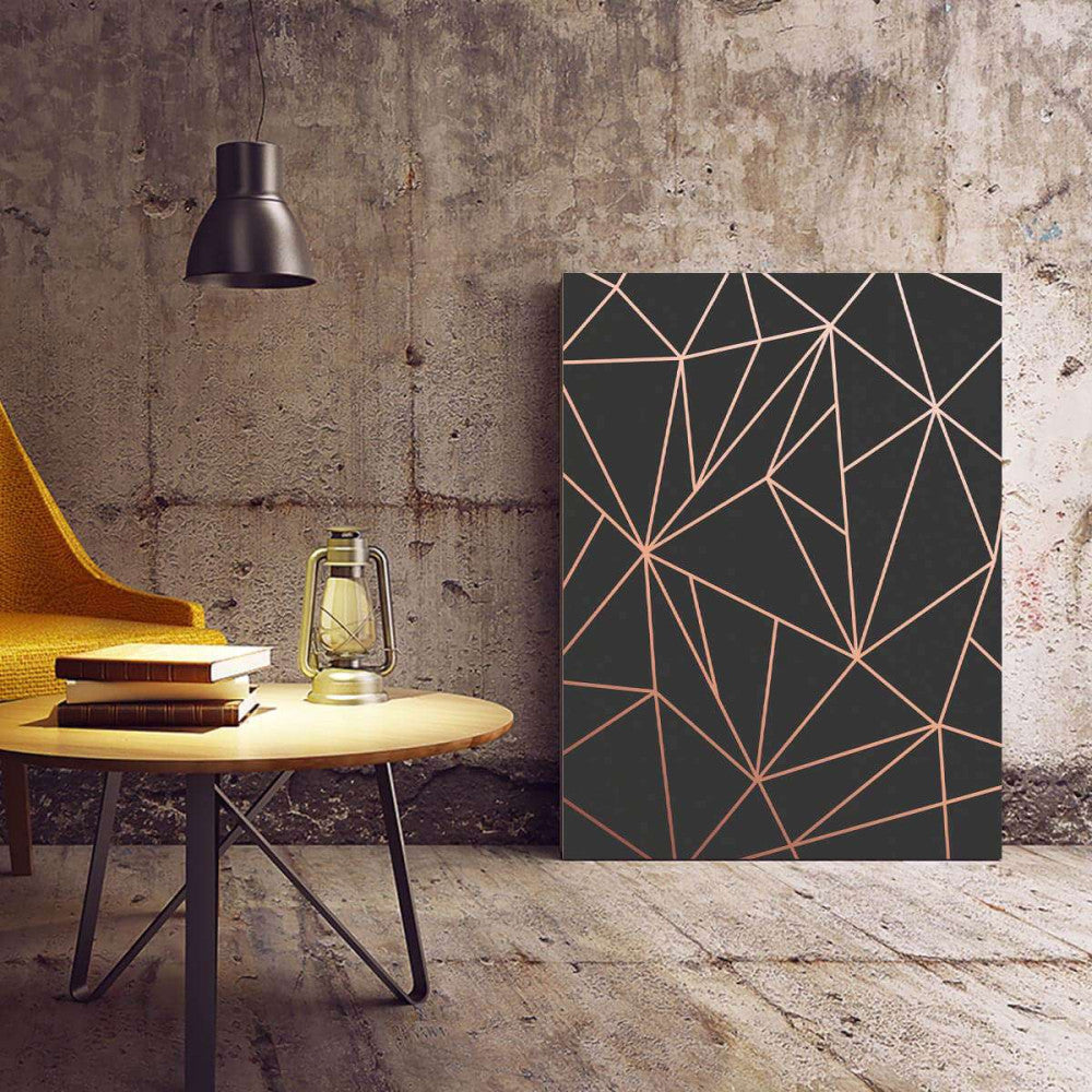 Copper Triangles Grey Canvas