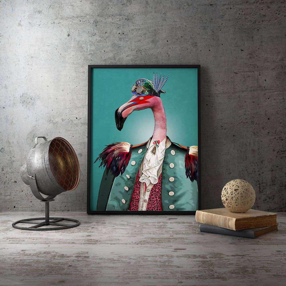 Admiral Flapoleon Flamingo Animal Military Canvas