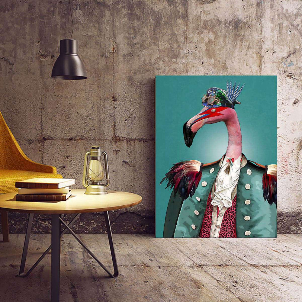 Admiral Flapoleon Flamingo Animal Military Canvas