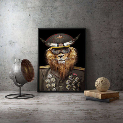 The Dictator Lion Animal Military Canvas