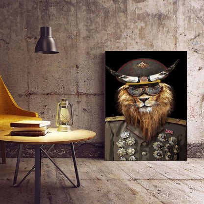 The Dictator Lion Animal Military Canvas