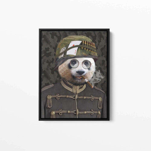 Private Panda Animal Wall Art Military Canvas