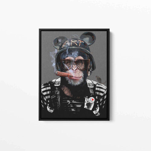 Sergeant Chimp Animal Wall Art Military Canvas