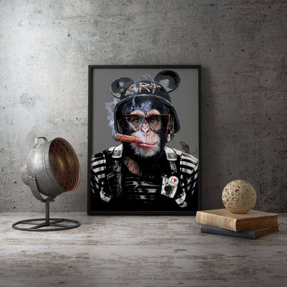 Sergeant Chimp Animal Wall Art Military Canvas