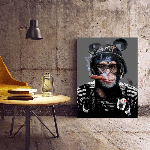 Sergeant Chimp Animal Wall Art Military Canvas