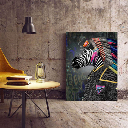 Chief Cherokee Zebra Animal Wall Art Military Canvas