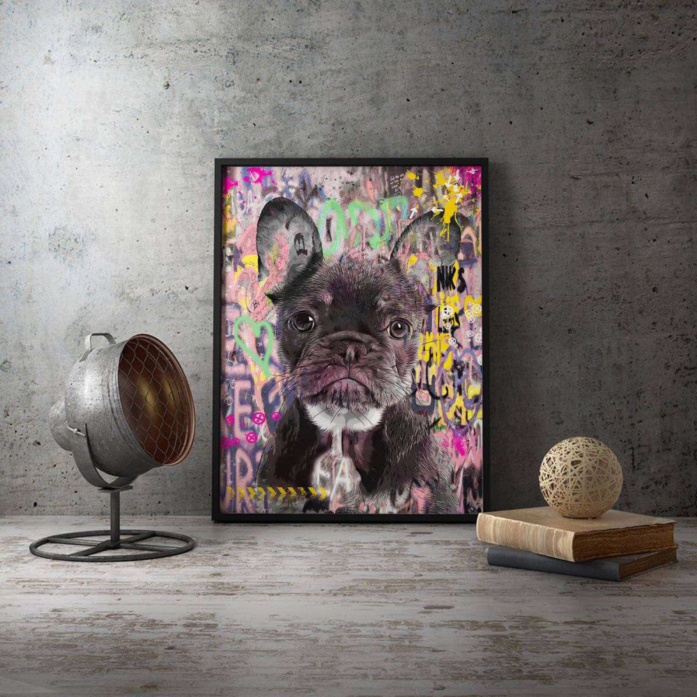 French Bulldog Puppy Pop Graffiti Canvas