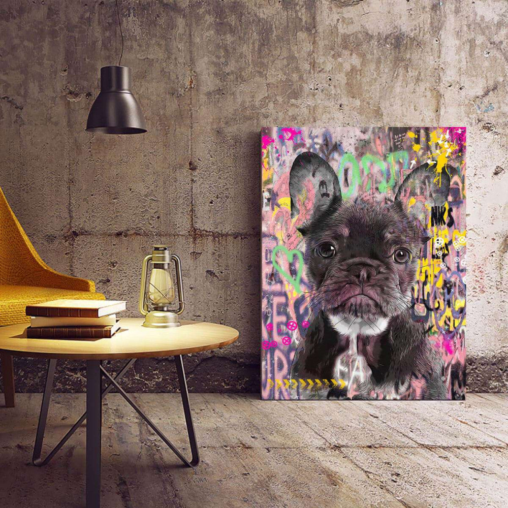 French Bulldog Puppy Pop Graffiti Canvas