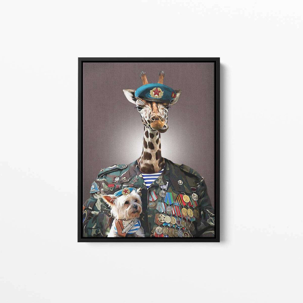 Colonel Giraffe Animal Military Canvas