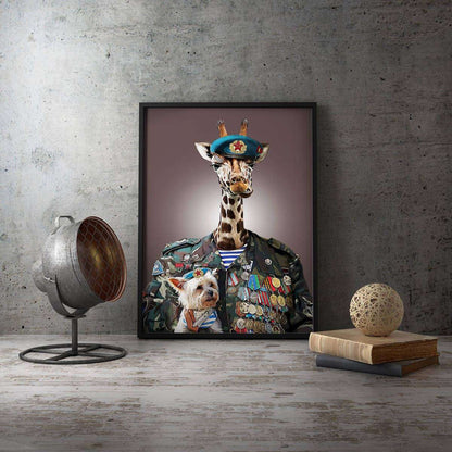 Colonel Giraffe Animal Military Canvas