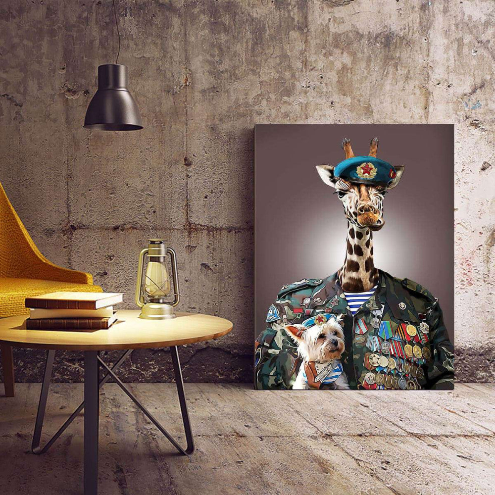 Colonel Giraffe Animal Military Canvas