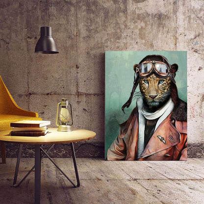 Lieutenant Leopard Animal Military Canvas