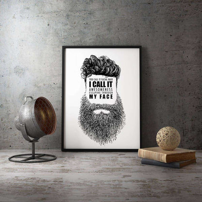 Beard Awesomeness Typography Canvas