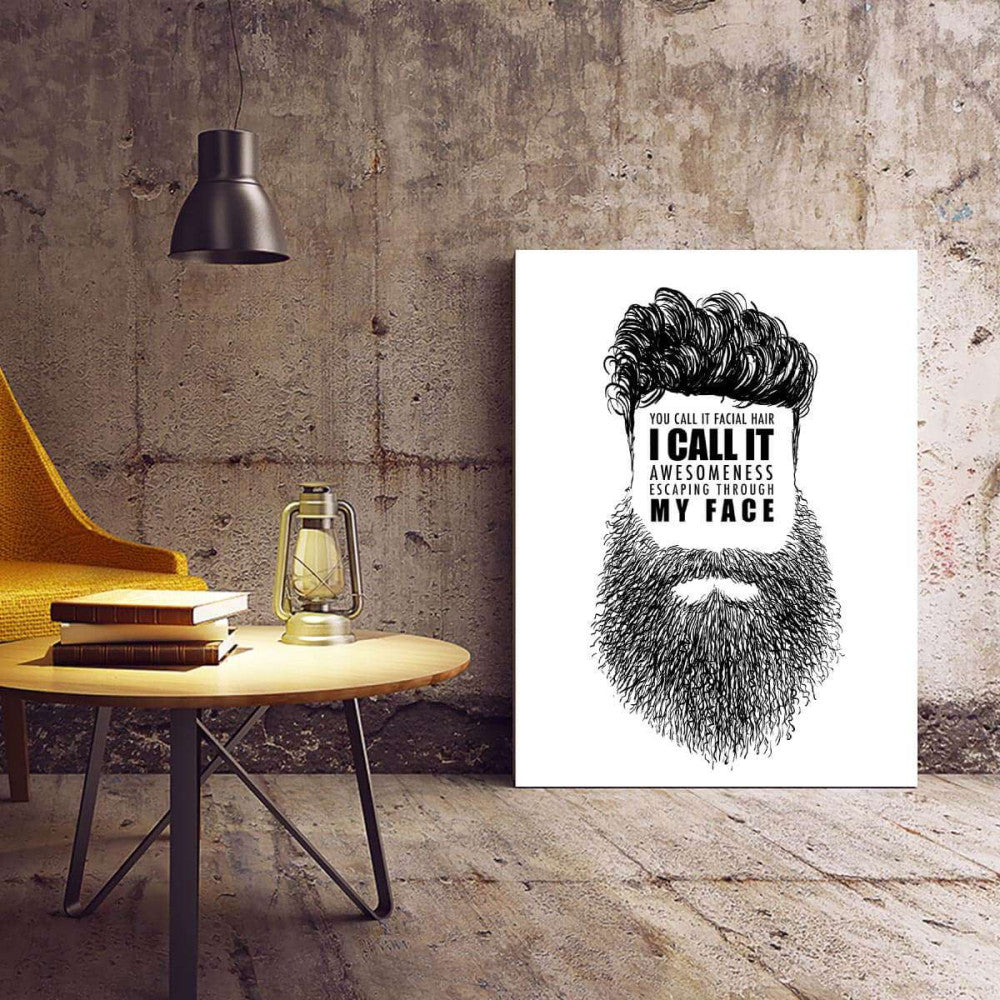 Beard Awesomeness Typography Canvas