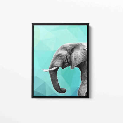 Elephant 001 Blue Abstract Animal Canvas